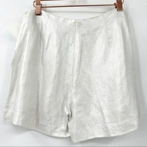 Alberto Makali Shorts Linen silver Metallic shorts high rise size8 BoxF - Picture 3 of 6